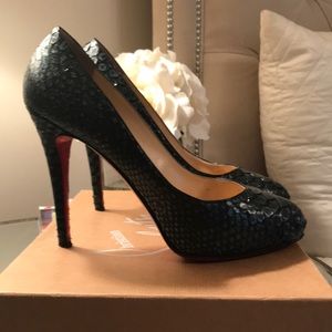 Christian Louboutin Python Heels, Peacock